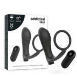 Imagen del artículo erótico ADDICTED TOYS - ANILLA PENE CON PLUG ANAL CONTROL REMOTO NEGRO RECARGABLE de ADDICTED TOYS en la sección JUGUETES BIENESTAR |Vibradores|Vibradores control remoto de Millenial Sexshop.