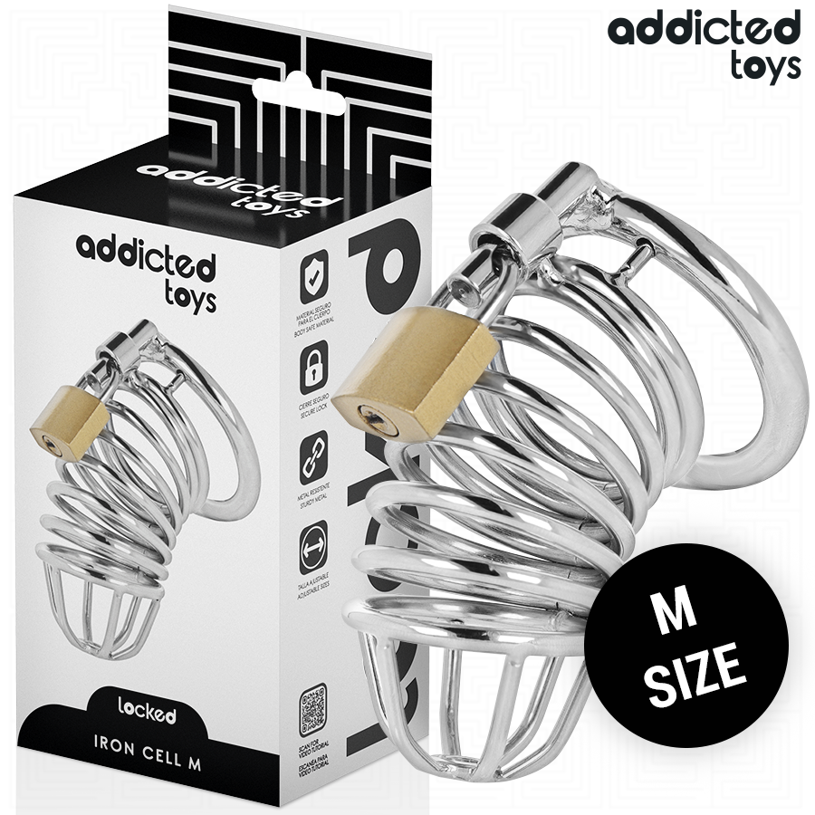Imagen del artículo erótico ADDICTED TOYS LOCKED - IRON CELL JAULA PARA PENE DE METAL TALLA M de ADDICTED TOYS LOCKED en la sección BDSM & BONDAGE |Artículos BDSM|Jaulas Pene BDSM de Millenial Sexshop.