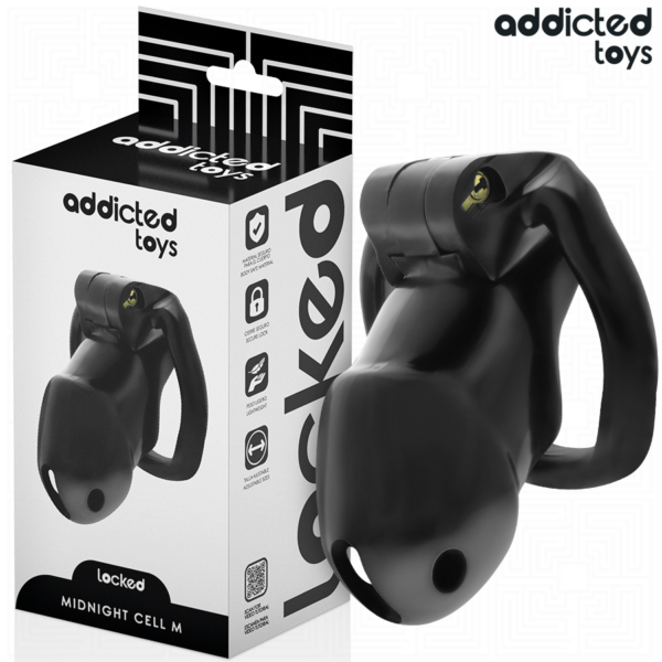 Imagen del artículo erótico ADDICTED TOYS LOCKED - MINDNIGHT CELL JAULA PARA PENE 4.2 CM TALLA M de ADDICTED TOYS LOCKED en la sección BDSM & BONDAGE |Artículos BDSM|Jaulas Pene BDSM de Millenial Sexshop.