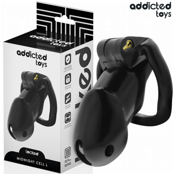 Imagen del artículo erótico ADDICTED TOYS LOCKED - MINDNIGHT CELL JAULA PARA PENE TALLA L de ADDICTED TOYS LOCKED en la sección BDSM & BONDAGE |Artículos BDSM|Jaulas Pene BDSM de Millenial Sexshop.