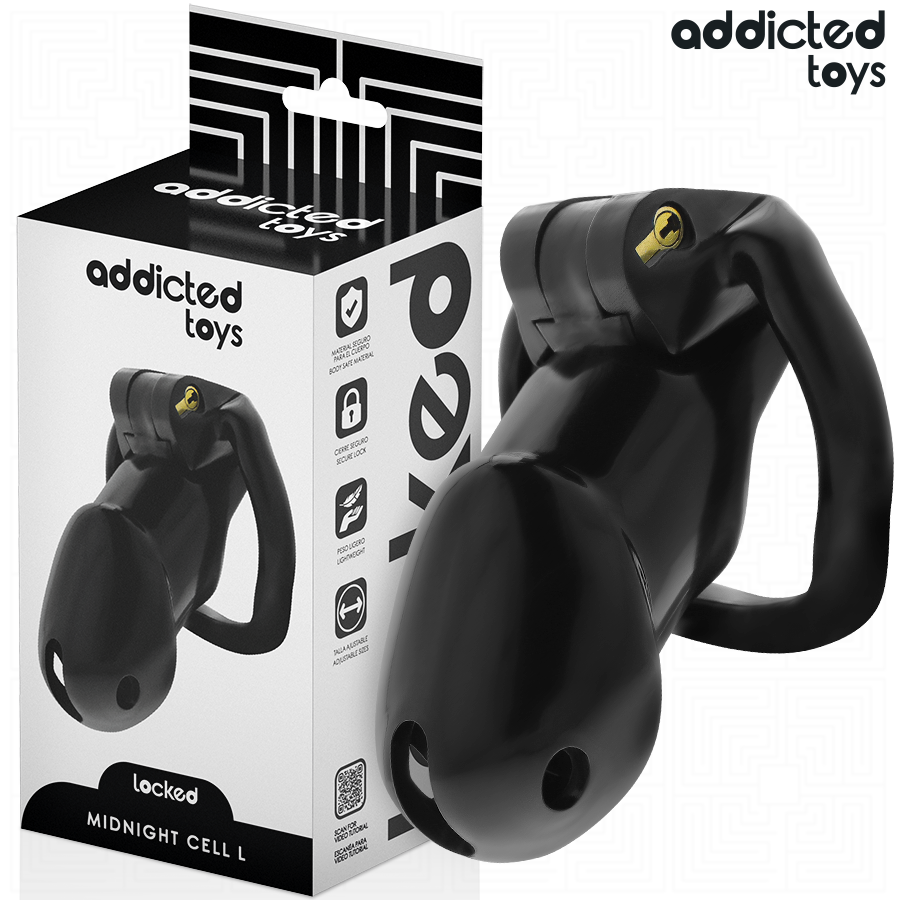 Imagen del artículo erótico ADDICTED TOYS LOCKED - MINDNIGHT CELL JAULA PARA PENE TALLA L de ADDICTED TOYS LOCKED en la sección BDSM & BONDAGE |Artículos BDSM|Jaulas Pene BDSM de Millenial Sexshop.