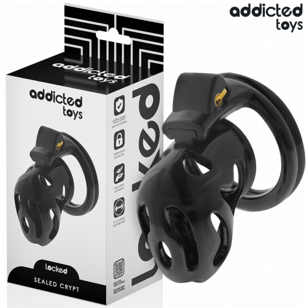 Imagen del artículo erótico ADDICTED TOYS LOCKED - SEALED CRYPT JAULA PARA PENE 8 CM de ADDICTED TOYS LOCKED en la sección BDSM & BONDAGE |Artículos BDSM|Jaulas Pene BDSM de Millenial Sexshop.