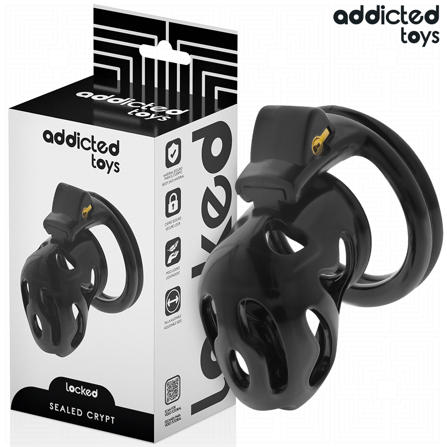 Imagen del artículo erótico ADDICTED TOYS LOCKED - SEALED CRYPT JAULA PARA PENE 8 CM de ADDICTED TOYS LOCKED en la sección BDSM & BONDAGE |Artículos BDSM|Jaulas Pene BDSM de Millenial Sexshop.