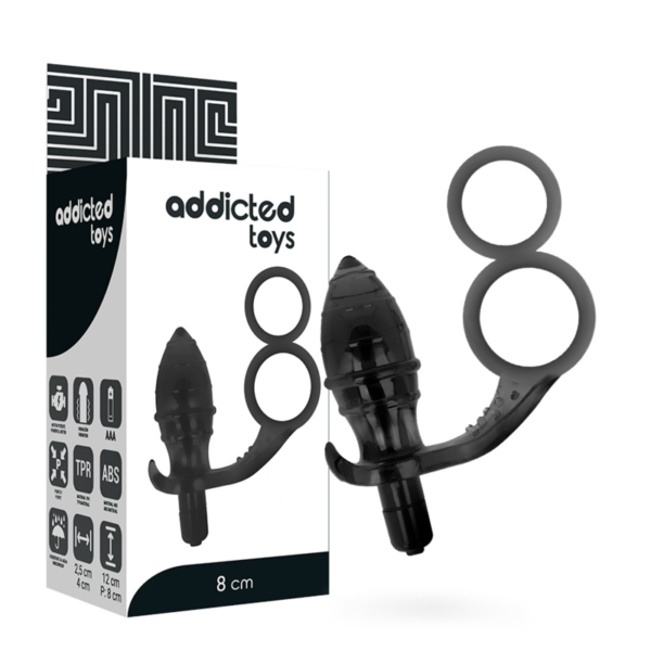 Imagen del artículo erótico ADDICTED TOYS - PLUG ANAL CON ANILLA DOBLE NEGRO de ADDICTED TOYS en la sección JUGUETES BIENESTAR |Anal|Plugs Anales de Millenial Sexshop.