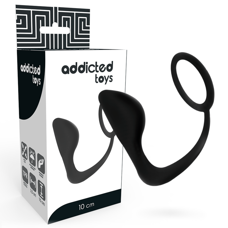 Imagen del artículo erótico ADDICTED TOYS - PLUG ANAL CON ANILLO PENE NEGRO de ADDICTED TOYS en la sección JUGUETES BIENESTAR |Juguetes para Hombres|Accesorios para el pene|Anillos Pene|Anillos con Plug de Millenial Sexshop.