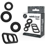 Imagen del artículo erótico ADDICTED TOYS - SET 4 ANILLOS SILICONA PARA EL PENE de ADDICTED TOYS en la sección JUGUETES BIENESTAR |Juguetes para Hombres|Accesorios para el pene|Anillos Pene|Anillos sin vibración de Millenial Sexshop.