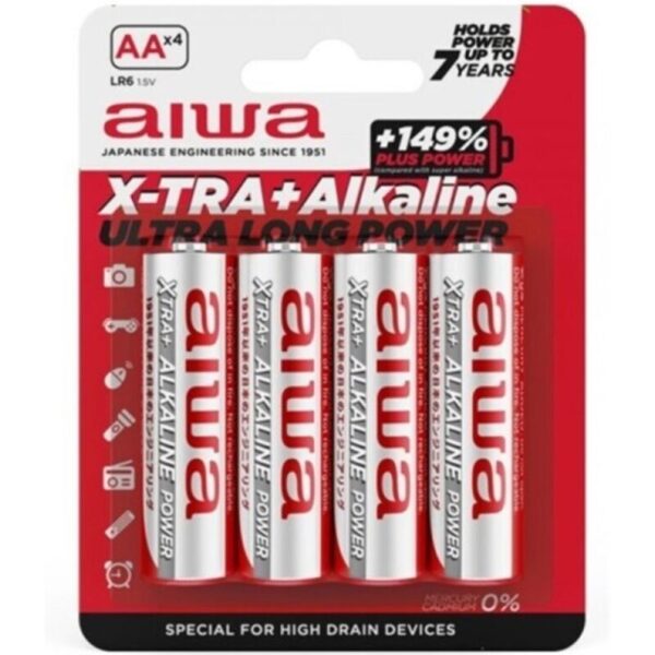 Imagen del artículo erótico AIWA - X-TRA ALKALINE PILA ALCALINA AA LR6 BLISTER*4 de AIWA en la sección ARTÍCULOS VARIOS|Pilas|Pilas Alcalinas de Millenial Sexshop.