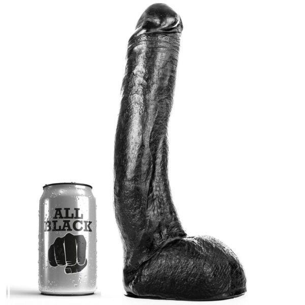 Imagen del artículo erótico ALL BLACK - DONG 29 CM CURVADO de ALL BLACK en la sección JUGUETES BIENESTAR |Dildos sin Vibración|Penes realisticos de Millenial Sexshop.