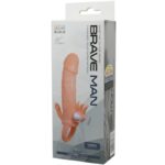 BAILE - BRAVE MAN FUNDA PENE ANAL Y CLITORIS VIBRADOR 16.5 CM NATURAL - Imagen 10