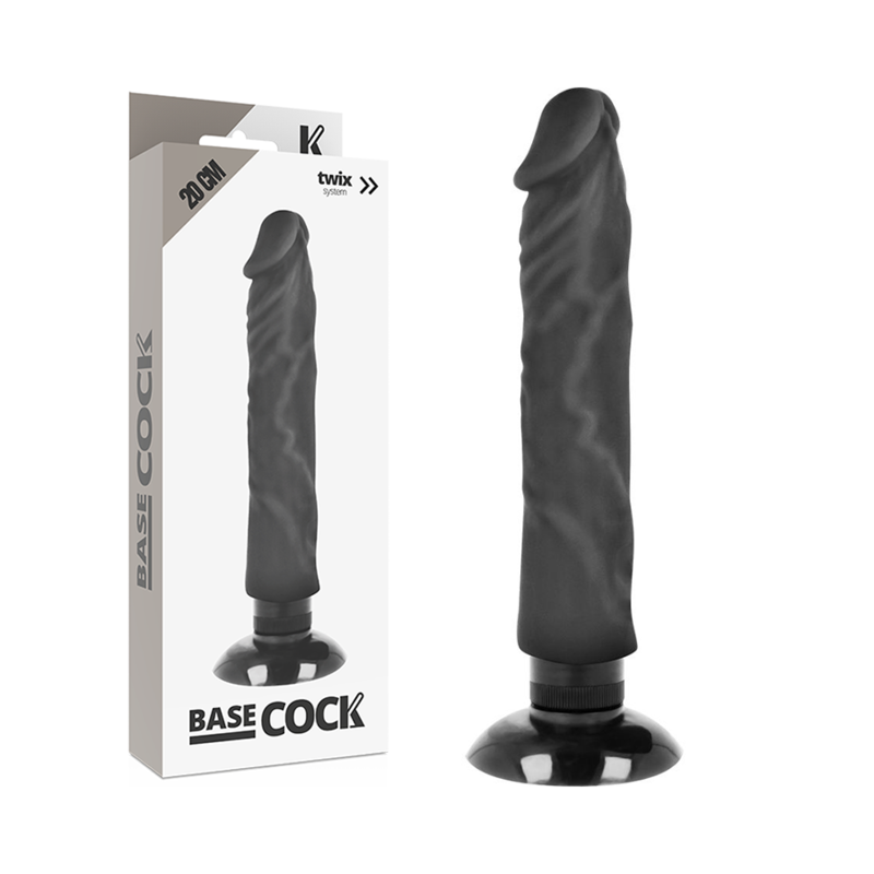 Imagen del artículo erótico BASECOCK - VIBRADOR REALÍSTICO 2-1 NATURAL NEGRO 20 CM -O- 4 CM de BASECOCK en la sección JUGUETES BIENESTAR |Vibradores|Vibradores Realisticos de Millenial Sexshop.