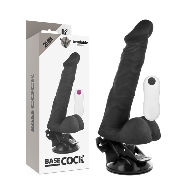 Imagen del artículo erótico BASECOCK - VIBRADOR REALÍSTICO ARTICULABLE CONTROL REMOTO NEGRO 20 CM -O- 4.5 CM de BASECOCK en la sección JUGUETES BIENESTAR |Vibradores|Vibradores control remoto de Millenial Sexshop.