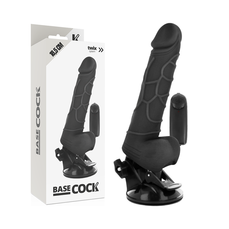 Imagen del artículo erótico BASECOCK - VIBRADOR REALÍSTICO CONTROL REMOTO NEGRO 18.5 CM -O- 4CM de BASECOCK en la sección JUGUETES BIENESTAR |Vibradores|Vibradores control remoto de Millenial Sexshop.