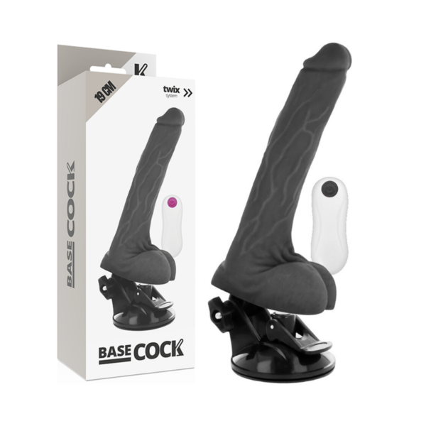 Imagen del artículo erótico BASECOCK - VIBRADOR REALÍSTICO CONTROL REMOTO NEGRO 19 CM -O- 4 CM de BASECOCK en la sección JUGUETES BIENESTAR |Vibradores|Vibradores control remoto de Millenial Sexshop.
