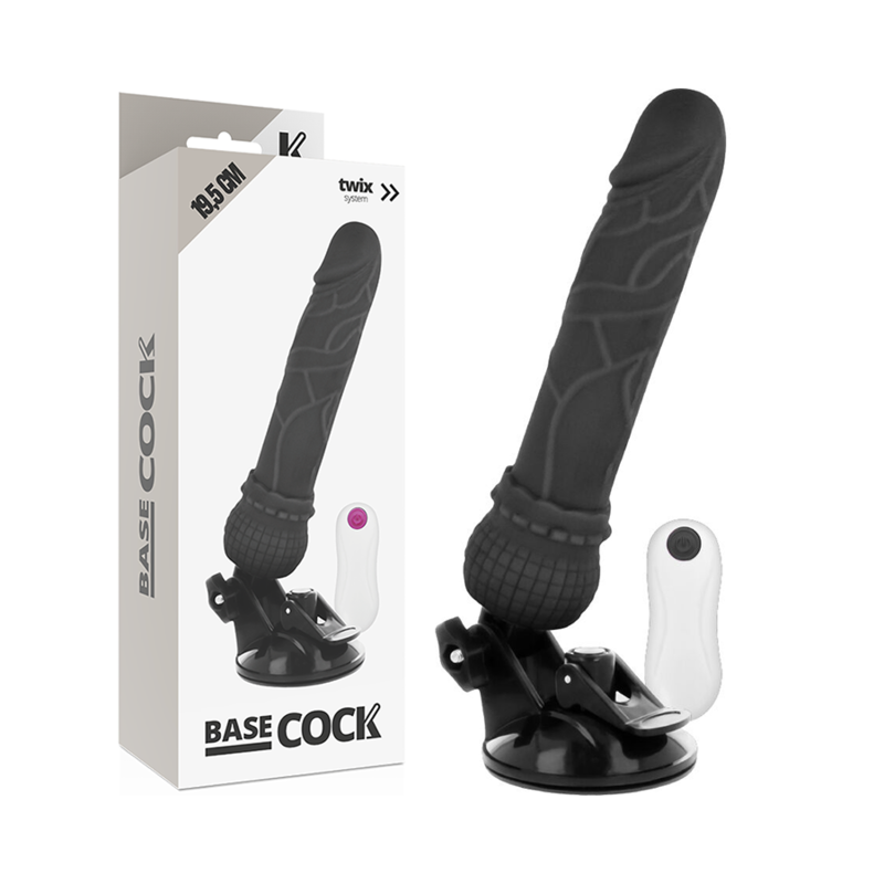 Imagen del artículo erótico BASECOCK - VIBRADOR REALÍSTICO CONTROL REMOTO NEGRO 19.5 CM -O- 4 CM de BASECOCK en la sección JUGUETES BIENESTAR |Vibradores|Vibradores control remoto de Millenial Sexshop.