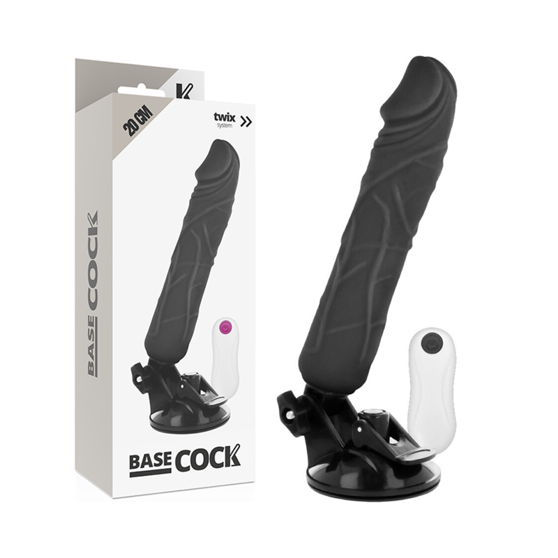 Imagen del artículo erótico BASECOCK - VIBRADOR REALÍSTICO CONTROL REMOTO NEGRO 20 CM -O- 4 CM de BASECOCK en la sección JUGUETES BIENESTAR |Vibradores|Vibradores control remoto de Millenial Sexshop.