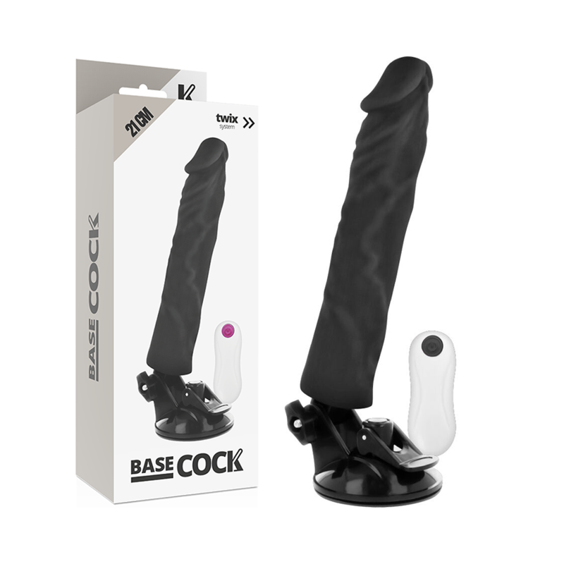 Imagen del artículo erótico BASECOCK - VIBRADOR REALÍSTICO CONTROL REMOTO NEGRO 21 CM -O- 4 CM de BASECOCK en la sección JUGUETES BIENESTAR |Vibradores|Vibradores control remoto de Millenial Sexshop.