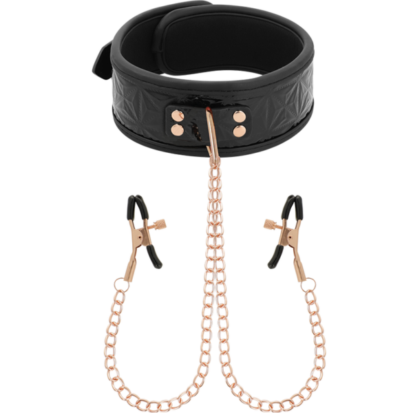 Imagen del artículo erótico BEGME - BLACK EDITION COLLAR CON CADENAS Y PINZAS PEZONES CON FORRO DE NEOPRENO de BEGME BLACK EDITION en la sección BDSM & BONDAGE |Bondage|Collares de Millenial Sexshop.