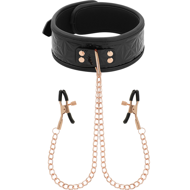 Imagen del artículo erótico BEGME - BLACK EDITION COLLAR CON CADENAS Y PINZAS PEZONES CON FORRO DE NEOPRENO de BEGME BLACK EDITION en la sección BDSM & BONDAGE |Bondage|Collares de Millenial Sexshop.