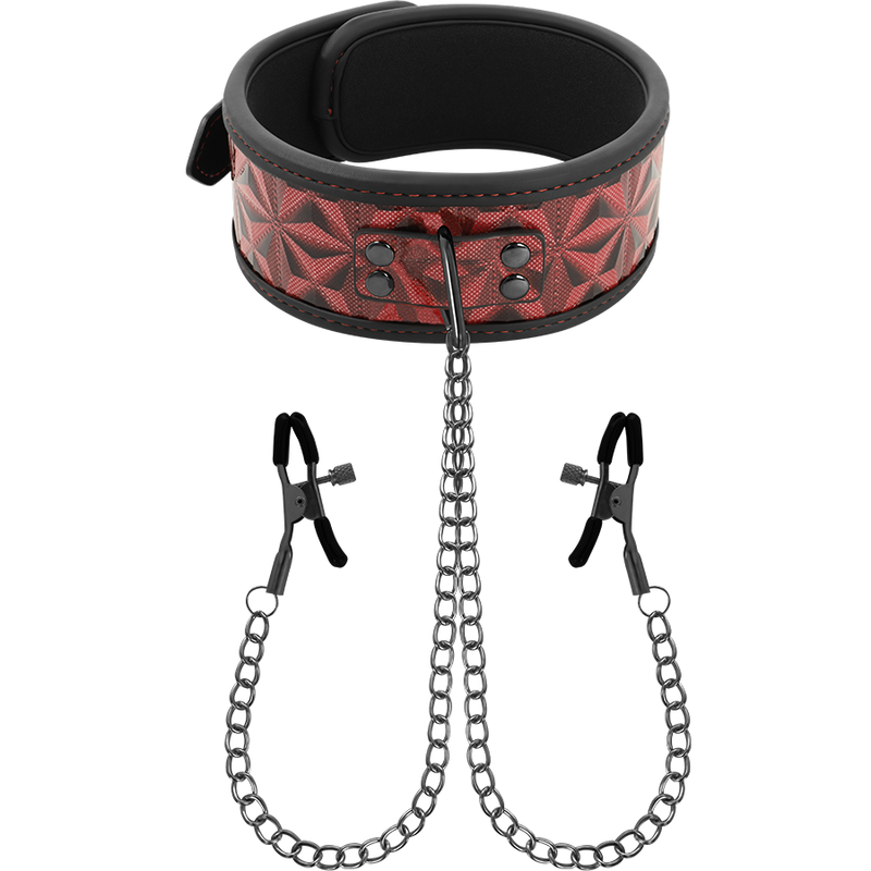 BEGME - RED EDITION COLLAR CON CADENAS Y PINZAS PEZONES CON FORRO DE NEOPRENO-MillenialSexshop-BEGME RED EDITION Imagen del artículo erótico BEGME - RED EDITION COLLAR CON CADENAS Y PINZAS PEZONES CON FORRO DE NEOPRENO de BEGME RED EDITION en la sección BDSM & BONDAGE |Bondage|Collares de Millenial Sexshop.