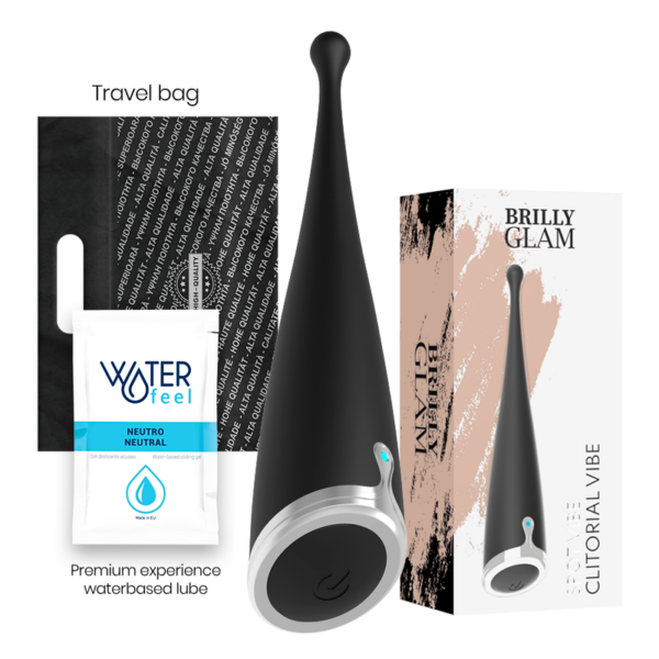 Imagen del artículo erótico BRILLY GLAM - SPOT VIBE VIBRADOR CLITORIAL ORGASMICO SILICONA NEGRO de BRILLY GLAM en la sección JUGUETES BIENESTAR |Juguetes para Mujeres|Estimuladores|Para Clítoris de Millenial Sexshop.