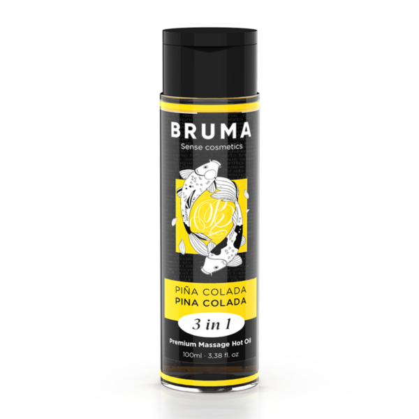 Imagen del artículo erótico BRUMA - ACEITE DE MASAJE PREMIUM EFECTO CALOR SABOR PIÑA COLADA 3 EN 1 - 100 ML de BRUMA en la sección DROGUERÍA |Para Masajes|Con efecto calor de Millenial Sexshop.