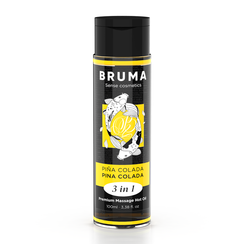 Imagen del artículo erótico BRUMA - ACEITE DE MASAJE PREMIUM EFECTO CALOR SABOR PIÑA COLADA 3 EN 1 - 100 ML de BRUMA en la sección DROGUERÍA |Para Masajes|Con efecto calor de Millenial Sexshop.