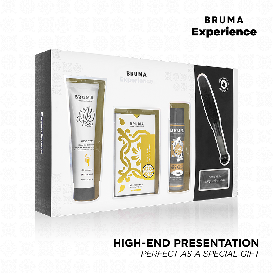 Imagen del artículo erótico BRUMA XPERIENCE - PACK TENTACIÓN DULCE PIÑA COLADA CON POTENCIADOR DE ORGASMOS de BRUMA en la sección ARTÍCULOS VARIOS|Kits Parejas de Millenial Sexshop.