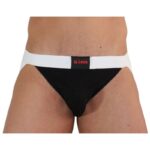 Imagen del artículo erótico BURN - 004 JOCK BRILLANTE NEGRO / BLANCO S de BURN en la sección MODA & LENCERÍA|Lencería Hombre|Jockstraps de Millenial Sexshop.