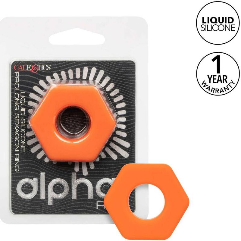 Imagen del artículo erótico CALEXOTICS - ALPHA ANILLO PROLONG SEXGONO NARANJA de CALEXOTICS en la sección JUGUETES BIENESTAR |Juguetes para Hombres|Accesorios para el pene|Anillos Pene|Anillos sin vibración de Millenial Sexshop.