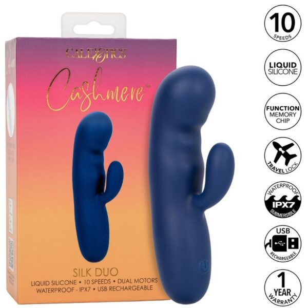 Imagen del artículo erótico CALEXOTICS - CASHMERE SILK DUO AZUL de CALEXOTICS en la sección JUGUETES BIENESTAR |Vibradores|Vibradores Clasicos anales o vaginales de Millenial Sexshop.