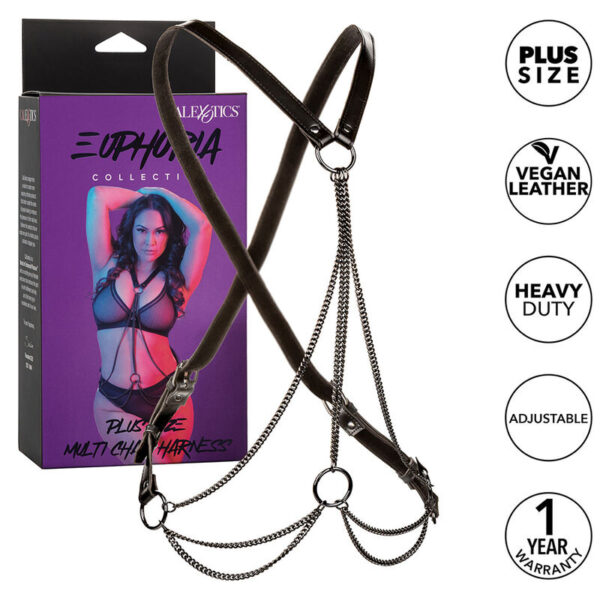 Imagen del artículo erótico CALEXOTICS - EUPHORIA ARNÉS DE MÚLTIPLES CADENAS PREMIUM TALLA PLUS de CALEXOTICS en la sección BDSM & BONDAGE |Bondage|Arneses fijación de Millenial Sexshop.