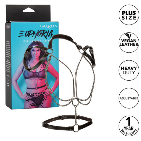 Imagen del artículo erótico CALEXOTICS - EUPHORIA ARNÉS ESTILO CABESTRO CON MÚLTIPLES CADENAS PREMIUM TALLA PLUS de CALEXOTICS en la sección BDSM & BONDAGE |Bondage|Arneses fijación de Millenial Sexshop.