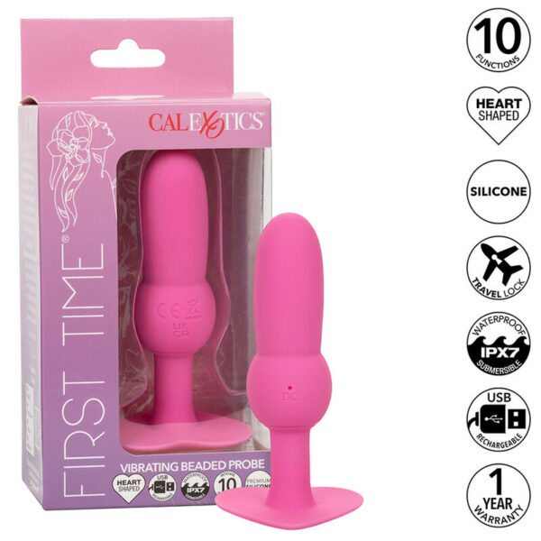 Imagen del artículo erótico CALEXOTICS - FIRST TIME PLUG ANAL CON CUENCAS 10 VIBRACIONES ROSA de CALEXOTICS en la sección JUGUETES BIENESTAR |Anal|Vibradores Anales de Millenial Sexshop.