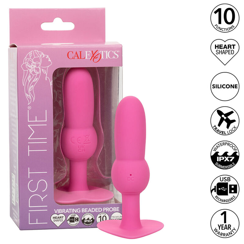 Imagen del artículo erótico CALEXOTICS - FIRST TIME PLUG ANAL CON CUENCAS 10 VIBRACIONES ROSA de CALEXOTICS en la sección JUGUETES BIENESTAR |Anal|Vibradores Anales de Millenial Sexshop.