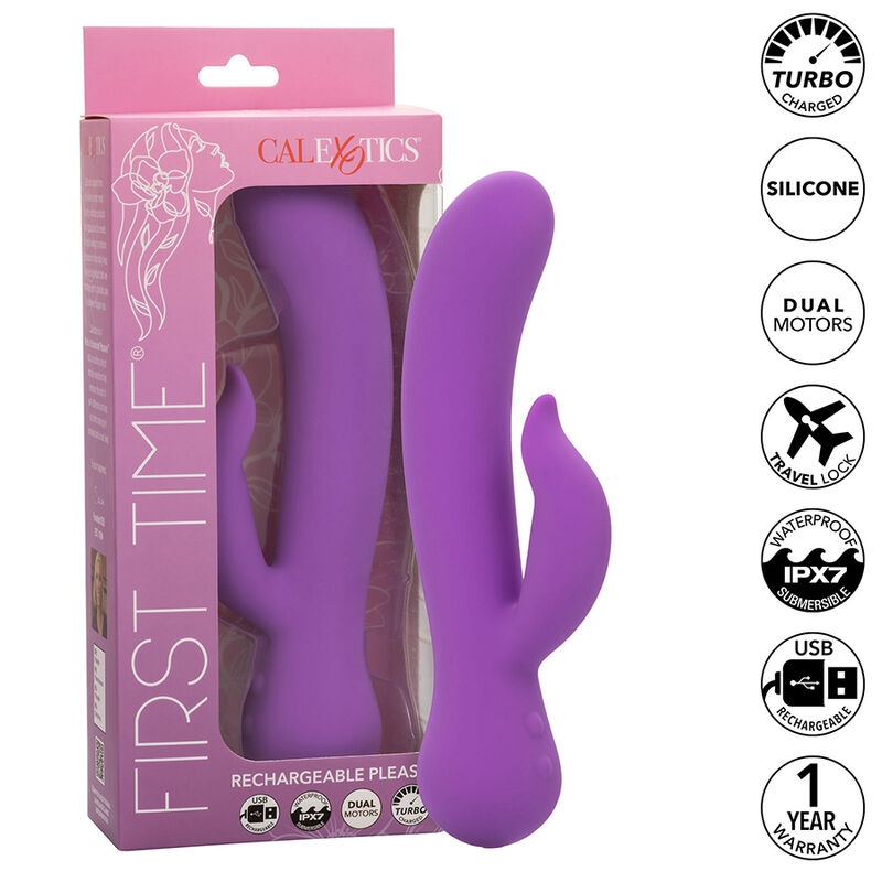 Imagen del artículo erótico CALEXOTICS - FIRST TIME VIBRADOR COMPLACIENTE RECARGABLE MORADO de CALEXOTICS en la sección JUGUETES BIENESTAR |Vibradores|Vibradores Punto G de Millenial Sexshop.