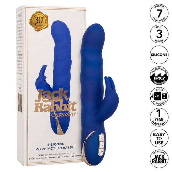 Imagen del artículo erótico CALEXOTICS - JACK VIBRADOR RABBIT MOVIMIENTO DE ONDAS AZUL de CALEXOTICS en la sección JUGUETES BIENESTAR |Vibradores|Vibradores Rabbit de Millenial Sexshop.