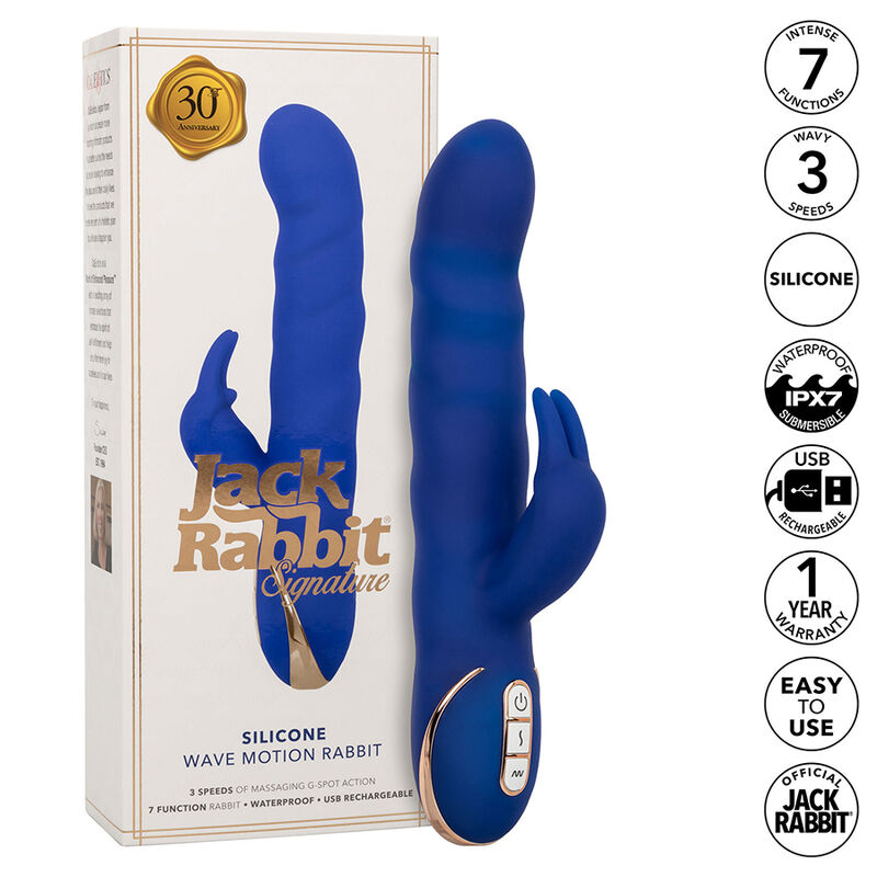 Imagen del artículo erótico CALEXOTICS - JACK VIBRADOR RABBIT MOVIMIENTO DE ONDAS AZUL de CALEXOTICS en la sección JUGUETES BIENESTAR |Vibradores|Vibradores Rabbit de Millenial Sexshop.