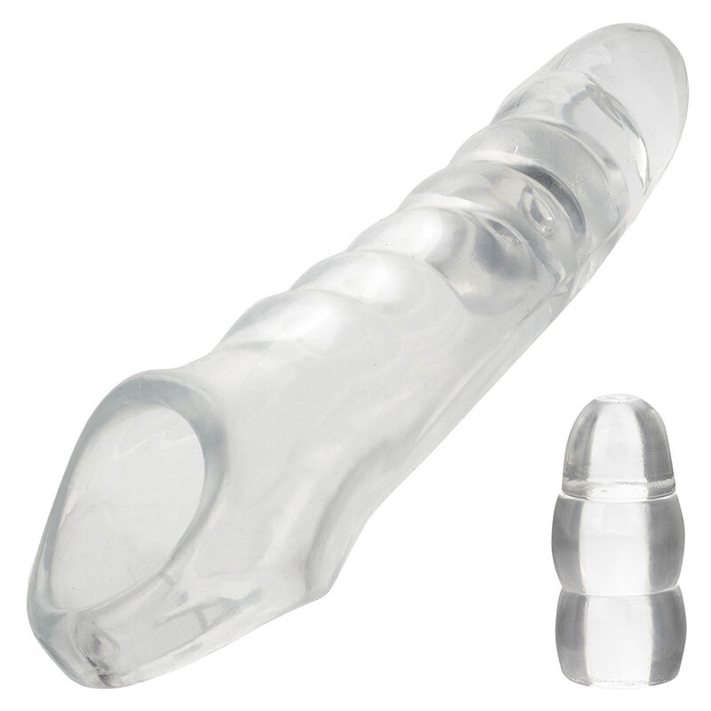 Imagen del artículo erótico CALEXOTICS - MAXX EXTENSOR DE PENE AJUSTABLE TRANSPARENTE de CALEXOTICS en la sección JUGUETES BIENESTAR |Juguetes para Hombres|Accesorios para el pene|Fundas Pene con Extensión de Millenial Sexshop.