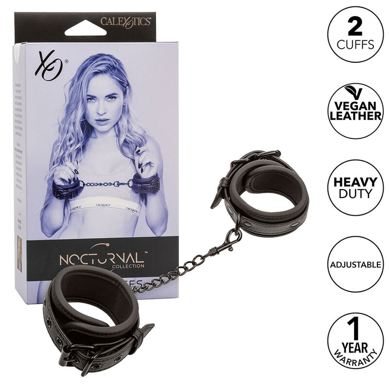Imagen del artículo erótico CALEXOTICS - NOCTURNAL ESPOSAS CUERO AJUSTABLE NEGRO de CALEXOTICS en la sección BDSM & BONDAGE |Bondage|Esposas de Millenial Sexshop.