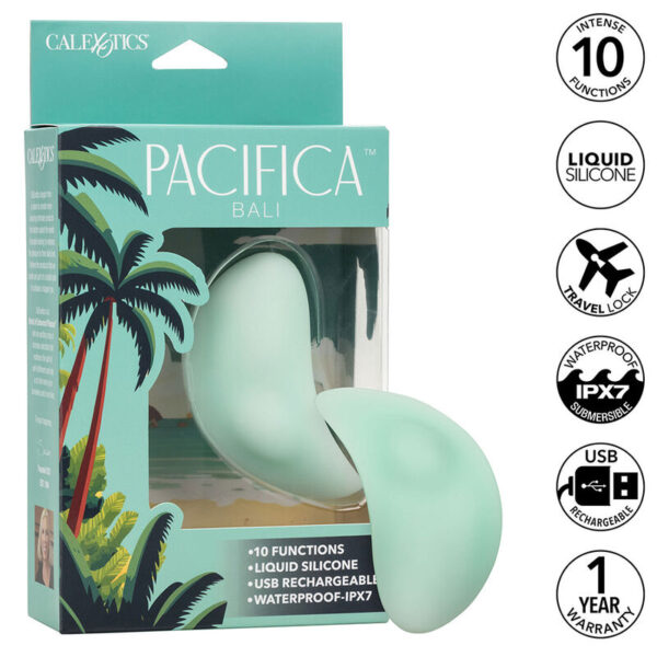 Imagen del artículo erótico CALEXOTICS - PACIFICA BALI ESTIMULADOR 10 FUNCIONES AQUA de CALEXOTICS en la sección JUGUETES BIENESTAR |Juguetes para Mujeres|Estimuladores|Para Clítoris de Millenial Sexshop.