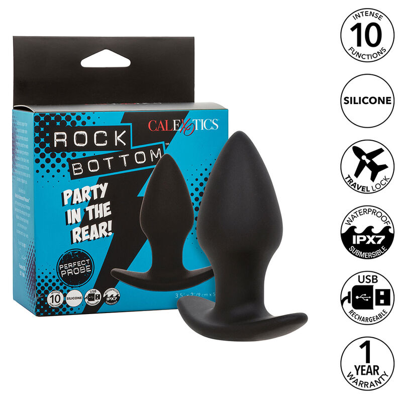CALEXOTICS - ROCK BOTTOM PERFECT PLUG ANAL 10 VIBRACIONES SILICONA NEGRO-MillenialSexshop-CALEXOTICS Imagen del artículo erótico CALEXOTICS - ROCK BOTTOM PERFECT PLUG ANAL 10 VIBRACIONES SILICONA NEGRO de CALEXOTICS en la sección JUGUETES BIENESTAR |Anal|Plugs Anales de Millenial Sexshop.