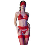 Imagen del artículo erótico CHILIROSE - CR 4467 SET CUATRO PIEZAS ROJO L/XL de CHILIROSE SETS en la sección MODA & LENCERÍA|Lencería Mujer|Lencería Picante|Sets con Liguero de Millenial Sexshop.