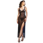 CHILIROSE - CR 4723 BABYDOLL LARGO & TANGA NEGRO XL - Imagen 3