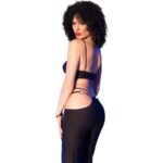 CHILIROSE - CR 4851 SET TOP NEGRO Y LEGGINS CON COMPLEMENTOS DORADOS L - Imagen 2