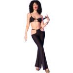 CHILIROSE - CR 4851 SET TOP NEGRO Y LEGGINS CON COMPLEMENTOS DORADOS M - Imagen 3