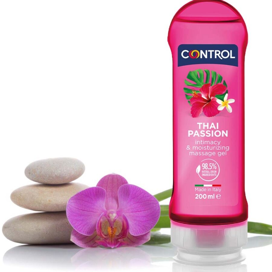Imagen del artículo erótico CONTROL - 2 EN 1 MASSAGE & PLEASURE THAI PASSION 200 ML de CONTROL LUBES en la sección DROGUERÍA |Para Masajes|Aceites con Sabores de Millenial Sexshop.