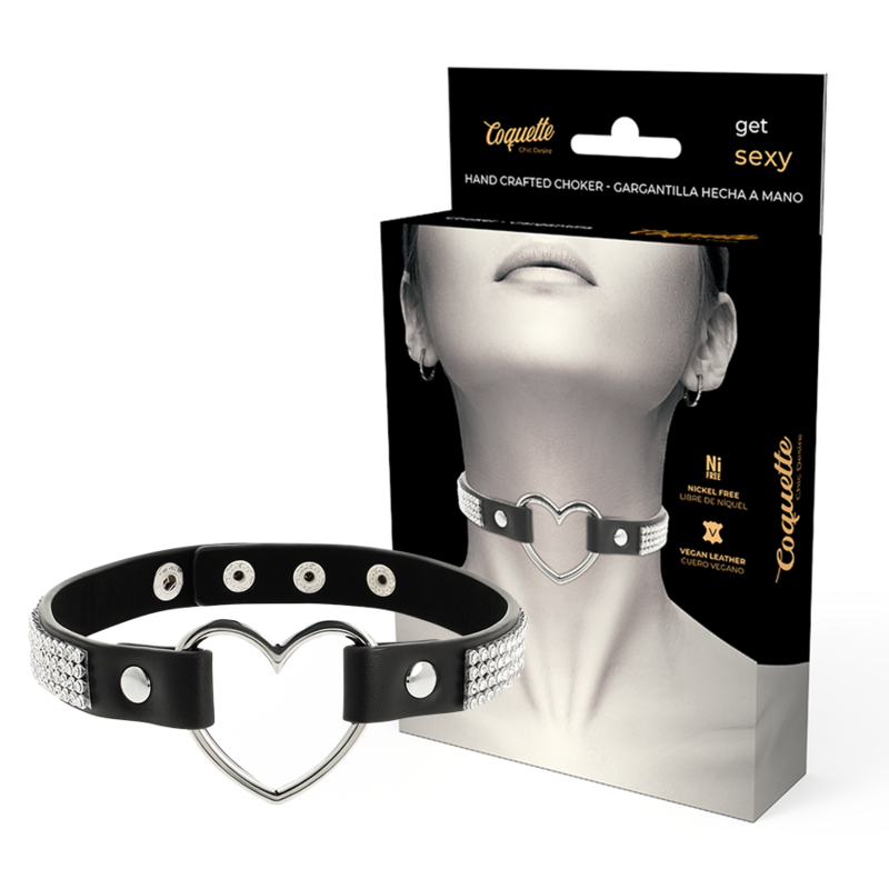 Imagen del artículo erótico COQUETTE CHIC DESIRE - CHOKER CUERO VEGANO CORAZON de COQUETTE ACCESSORIES en la sección BDSM & BONDAGE |Bondage|Collares de Millenial Sexshop.