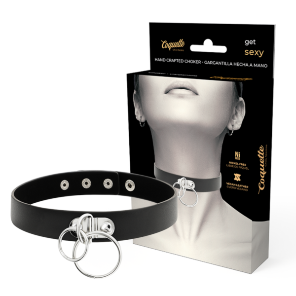 Imagen del artículo erótico COQUETTE CHIC DESIRE - CHOKER CUERO VEGANO DOBLE ANILLA de COQUETTE ACCESSORIES en la sección BDSM & BONDAGE |Bondage|Collares de Millenial Sexshop.