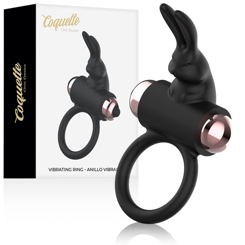 Imagen del artículo erótico COQUETTE CHIC DESIRE - COCK RING ANILLO VIBRADOR NEGRO / GOLD de COQUETTE TOYS en la sección JUGUETES BIENESTAR |Juguetes para Hombres|Accesorios para el pene|Anillos Pene|Anillos con Vibración de Millenial Sexshop.
