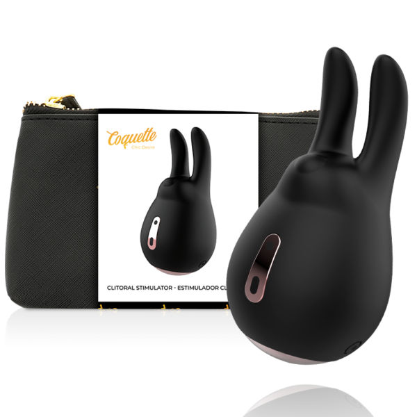 Imagen del artículo erótico COQUETTE CHIC DESIRE - ESTIMULADOR CLÍTORIS NEGRO / GOLD CONEJO de COQUETTE TOYS en la sección JUGUETES BIENESTAR |Vibradores|Mini vibradores de Millenial Sexshop.